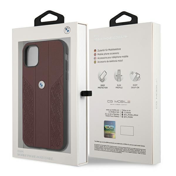 Tagakaaned BMW Etui BMW BMHCN61RSPPR iPhone 11 6,1" / Xr czerwony/red hardcase Leather Curve Perforate