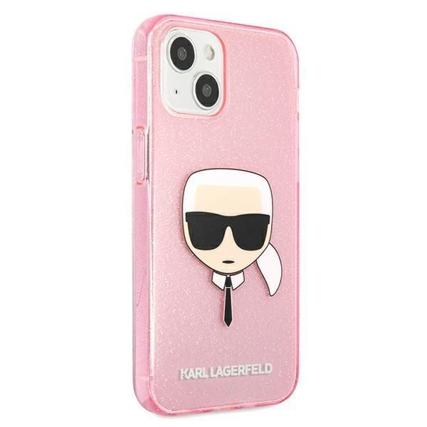 Aizmugurējais vāciņš Karl Lagerfeld Karl Lagerfeld KLHCP13SKHTUGLP iPhone 13 mini 5,4" różowy/pink hardcase Glitter Karl's Head