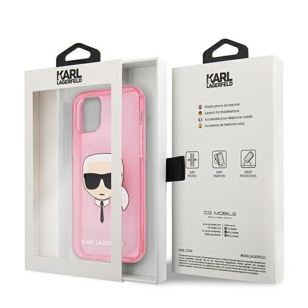 Aizmugurējais vāciņš Karl Lagerfeld Karl Lagerfeld KLHCP13SKHTUGLP iPhone 13 mini 5,4" różowy/pink hardcase Glitter Karl's Head
