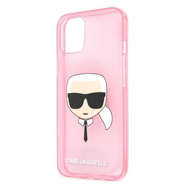 Aizmugurējais vāciņš Karl Lagerfeld Karl Lagerfeld KLHCP13SKHTUGLP iPhone 13 mini 5,4" różowy/pink hardcase Glitter Karl's Head