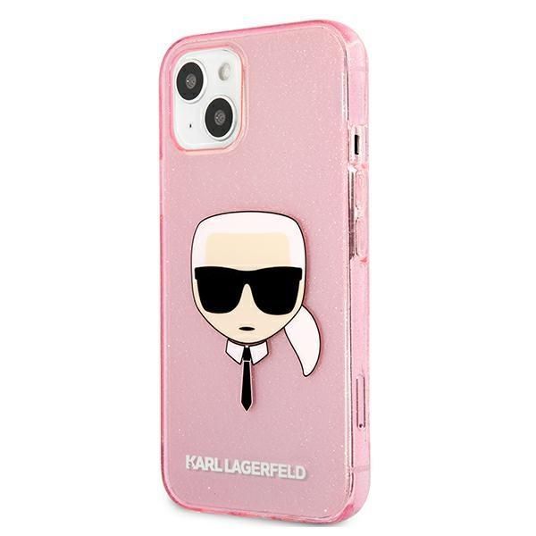 Aizmugurējais vāciņš Karl Lagerfeld Karl Lagerfeld KLHCP13SKHTUGLP iPhone 13 mini 5,4" różowy/pink hardcase Glitter Karl's Head
