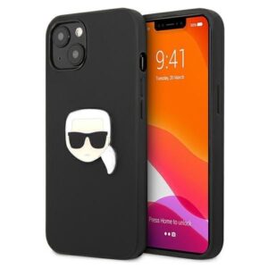 Aizmugurējais vāciņš Karl Lagerfeld  Karl Lagerfeld KLHCP13SPKMK iPhone 13 mini 5,4" czarny/black hardcase Leather Ikonik Karl`s Head Metal 