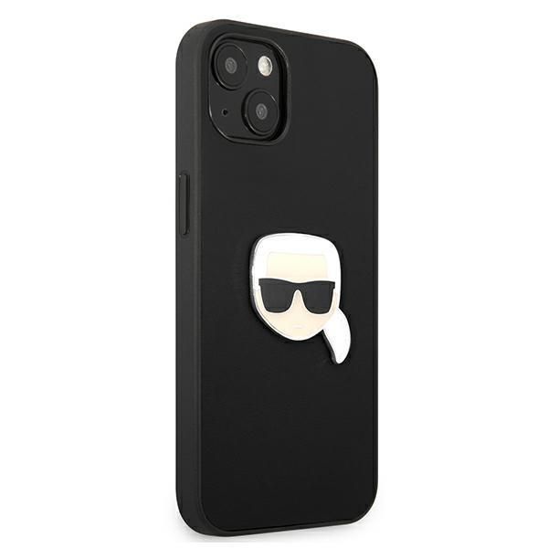 Back panel cover Karl Lagerfeld Karl Lagerfeld KLHCP13SPKMK iPhone 13 mini 5,4" czarny/black hardcase Leather Ikonik Karl`s Head Metal