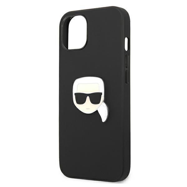 Back panel cover Karl Lagerfeld Karl Lagerfeld KLHCP13SPKMK iPhone 13 mini 5,4" czarny/black hardcase Leather Ikonik Karl`s Head Metal
