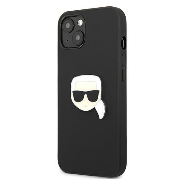 Back panel cover Karl Lagerfeld Karl Lagerfeld KLHCP13SPKMK iPhone 13 mini 5,4" czarny/black hardcase Leather Ikonik Karl`s Head Metal