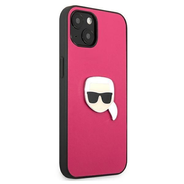 Back panel cover Karl Lagerfeld Karl Lagerfeld KLHCP13SPKMP iPhone 13 mini 5,4" różowy/pink hardcase Leather Ikonik Karl`s Head Metal