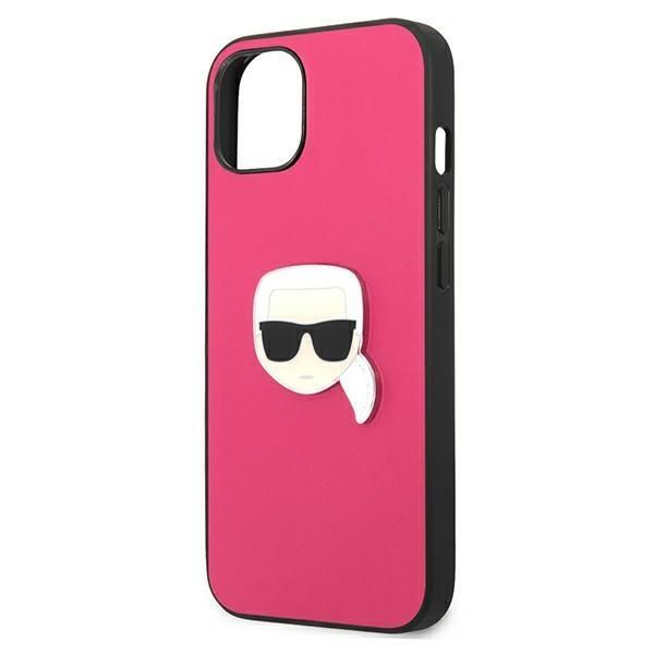 Back panel cover Karl Lagerfeld Karl Lagerfeld KLHCP13SPKMP iPhone 13 mini 5,4" różowy/pink hardcase Leather Ikonik Karl`s Head Metal