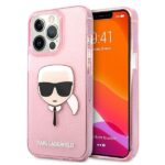 Nugarėlės dėklai Karl Lagerfeld  Karl Lagerfeld KLHCP13XKHTUGLP iPhone 13 Pro Max 6,7" różowy/pink hardcase Glitter Karl`s Head 