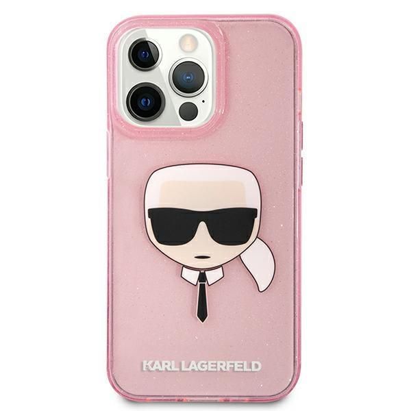 Aizmugurējais vāciņš Karl Lagerfeld Karl Lagerfeld KLHCP13XKHTUGLP iPhone 13 Pro Max 6,7" różowy/pink hardcase Glitter Karl`s Head