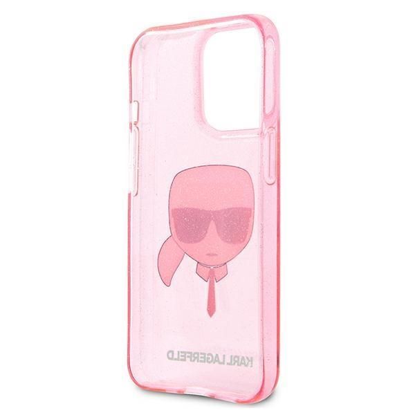 Aizmugurējais vāciņš Karl Lagerfeld Karl Lagerfeld KLHCP13XKHTUGLP iPhone 13 Pro Max 6,7" różowy/pink hardcase Glitter Karl`s Head