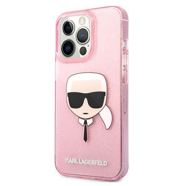 Aizmugurējais vāciņš Karl Lagerfeld Karl Lagerfeld KLHCP13XKHTUGLP iPhone 13 Pro Max 6,7" różowy/pink hardcase Glitter Karl`s Head
