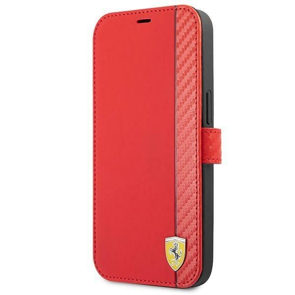 Back panel cover Ferrari Ferrari FESAXFLBKP13SRE iPhone 13 mini 5.4" red/red book On Track Carbon Stripe