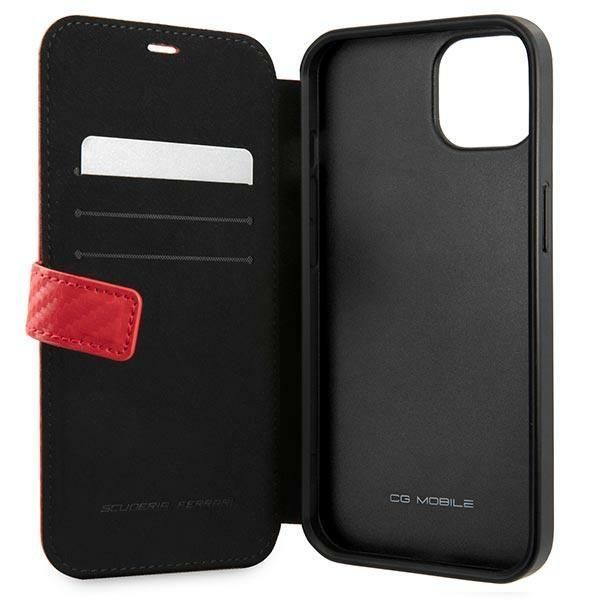 Back panel cover Ferrari Ferrari FESAXFLBKP13SRE iPhone 13 mini 5.4" red/red book On Track Carbon Stripe