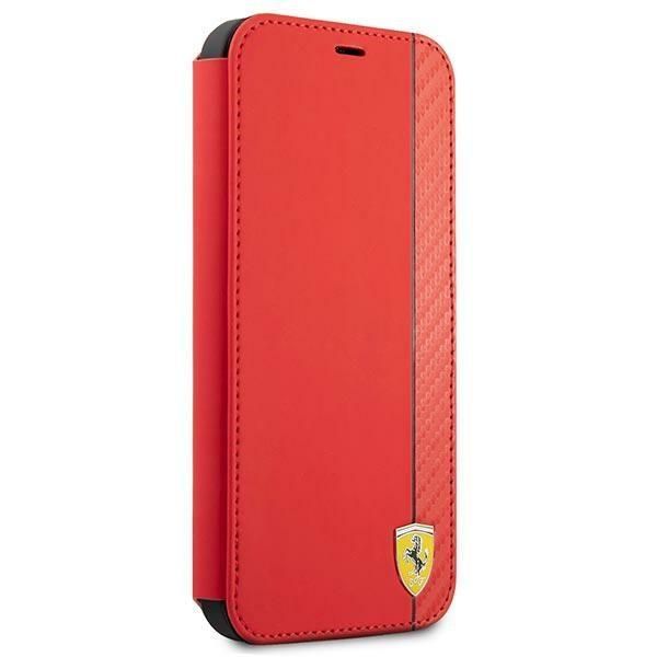 Back panel cover Ferrari Ferrari FESAXFLBKP13SRE iPhone 13 mini 5.4" red/red book On Track Carbon Stripe