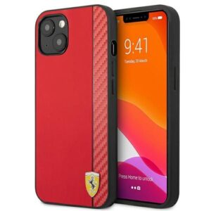 Aizmugurējais vāciņš Ferrari  Ferrari FESAXHCP13SRE iPhone 13 mini 5.4" red/red hardcase On Track Carbon Stripe