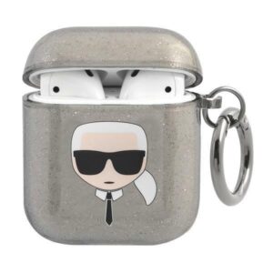 Aizmugurējais vāciņš Karl Lagerfeld  Karl Lagerfeld KLA2UKHGK AirPods cover czarny/black Glitter Karl`s Head 