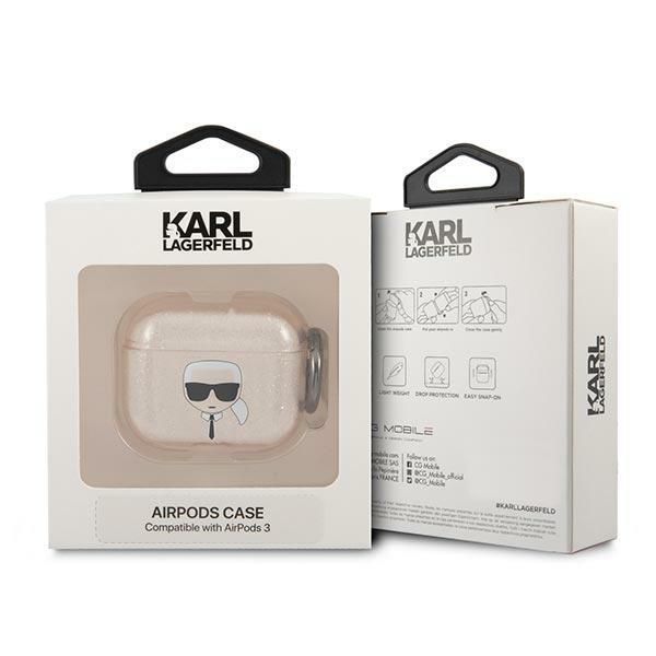Aizmugurējais vāciņš Karl Lagerfeld Karl Lagerfeld KLA3UKHGD AirPods 3 cover złoty/gold Glitter Karl`s Head