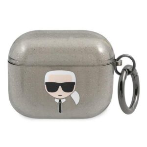 Aizmugurējais vāciņš Karl Lagerfeld  Karl Lagerfeld KLA3UKHGK AirPods 3 cover czarny/black Glitter Karl`s Head 