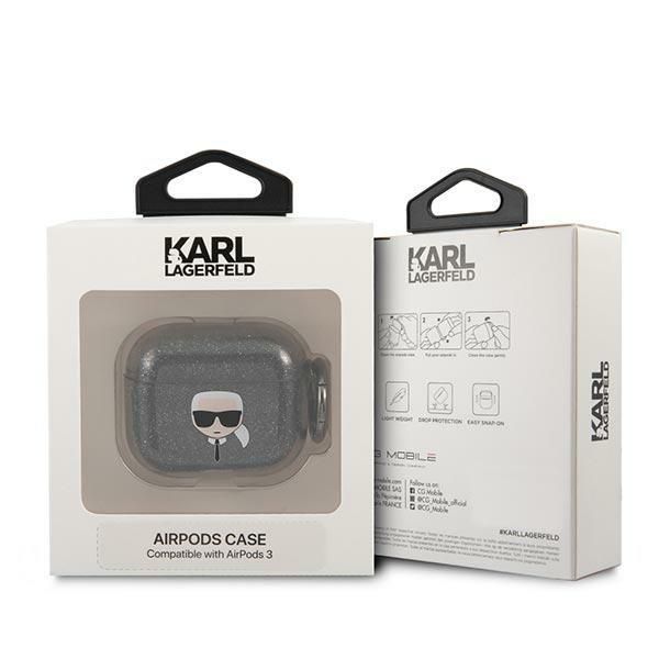 Nugarėlės dėklai Karl Lagerfeld Karl Lagerfeld KLA3UKHGK AirPods 3 cover czarny/black Glitter Karl`s Head