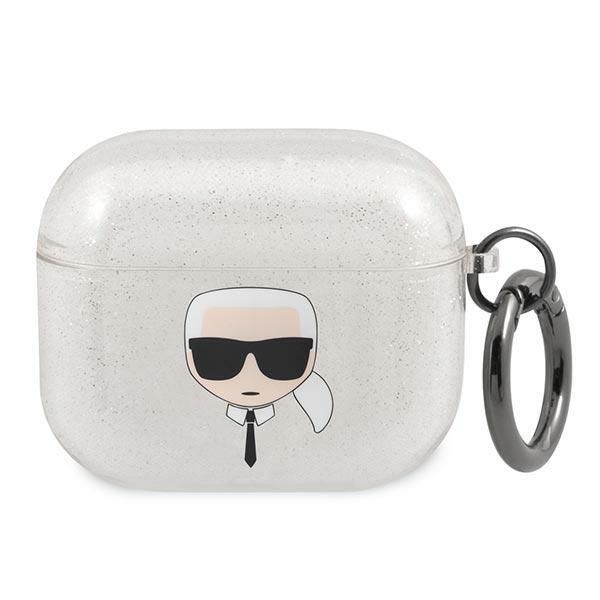 Aizmugurējais vāciņš Karl Lagerfeld Karl Lagerfeld KLA3UKHGS AirPods 3 cover srebrny/silver Glitter Karl`s Head