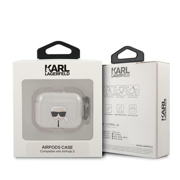 Aizmugurējais vāciņš Karl Lagerfeld Karl Lagerfeld KLA3UKHGS AirPods 3 cover srebrny/silver Glitter Karl`s Head