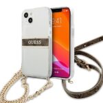 Back panel cover Guess  Guess GUHCP13SKC4GBGO iPhone 13 mini 5.4" Transparent hardcase 4G Brown Strap Gold Chain