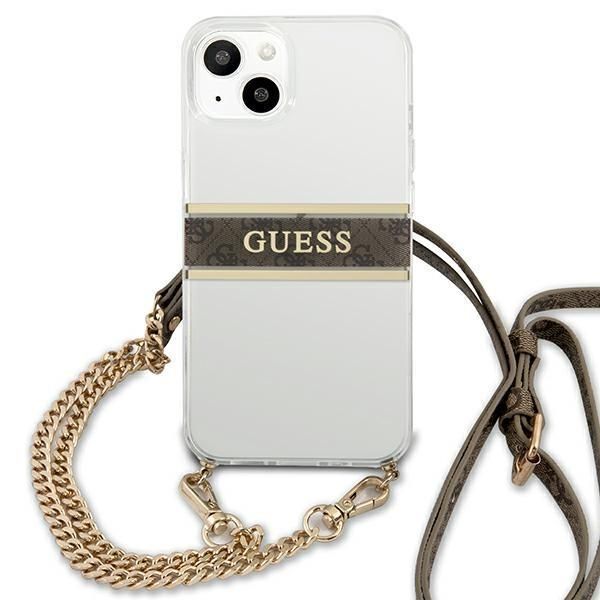 Aizmugurējais vāciņš Guess Guess GUHCP13SKC4GBGO iPhone 13 mini 5.4" Transparent hardcase 4G Brown Strap Gold Chain