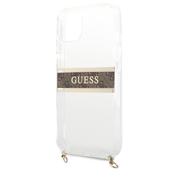Aizmugurējais vāciņš Guess Guess GUHCP13SKC4GBGO iPhone 13 mini 5.4" Transparent hardcase 4G Brown Strap Gold Chain