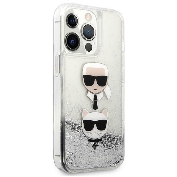 Back panel cover Karl Lagerfeld Karl Lagerfeld KLHCP13LKICGLS iPhone 13 Pro / 13 6,1" srebrny/silver hardcase Liquid Glitter Karl&Choupette Head