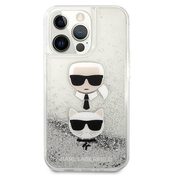 Back panel cover Karl Lagerfeld Karl Lagerfeld KLHCP13LKICGLS iPhone 13 Pro / 13 6,1" srebrny/silver hardcase Liquid Glitter Karl&Choupette Head