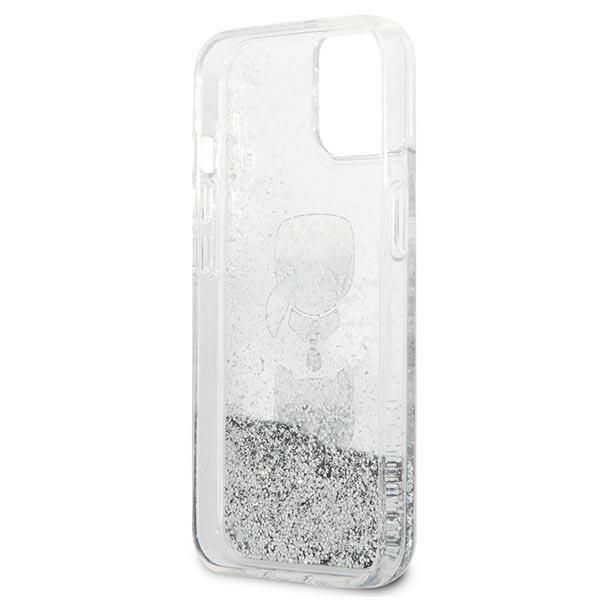Back panel cover Karl Lagerfeld Karl Lagerfeld KLHCP13SKICGLS iPhone 13 mini 5,4" srebrny/silver hardcase Liquid Glitter Karl&Choupette Head