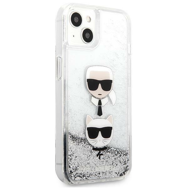 Back panel cover Karl Lagerfeld Karl Lagerfeld KLHCP13SKICGLS iPhone 13 mini 5,4" srebrny/silver hardcase Liquid Glitter Karl&Choupette Head