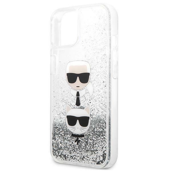 Back panel cover Karl Lagerfeld Karl Lagerfeld KLHCP13SKICGLS iPhone 13 mini 5,4" srebrny/silver hardcase Liquid Glitter Karl&Choupette Head