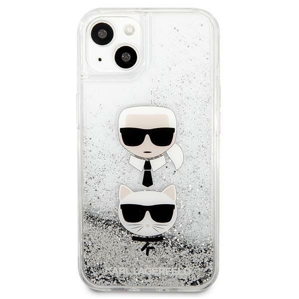 Back panel cover Karl Lagerfeld Karl Lagerfeld KLHCP13SKICGLS iPhone 13 mini 5,4" srebrny/silver hardcase Liquid Glitter Karl&Choupette Head