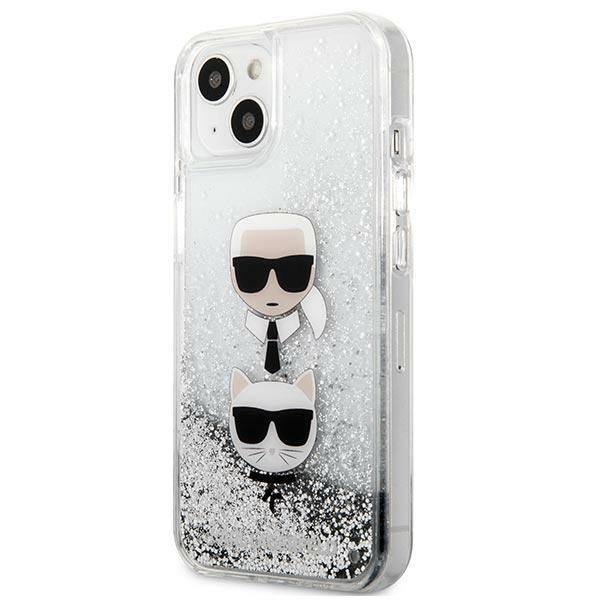 Back panel cover Karl Lagerfeld Karl Lagerfeld KLHCP13SKICGLS iPhone 13 mini 5,4" srebrny/silver hardcase Liquid Glitter Karl&Choupette Head