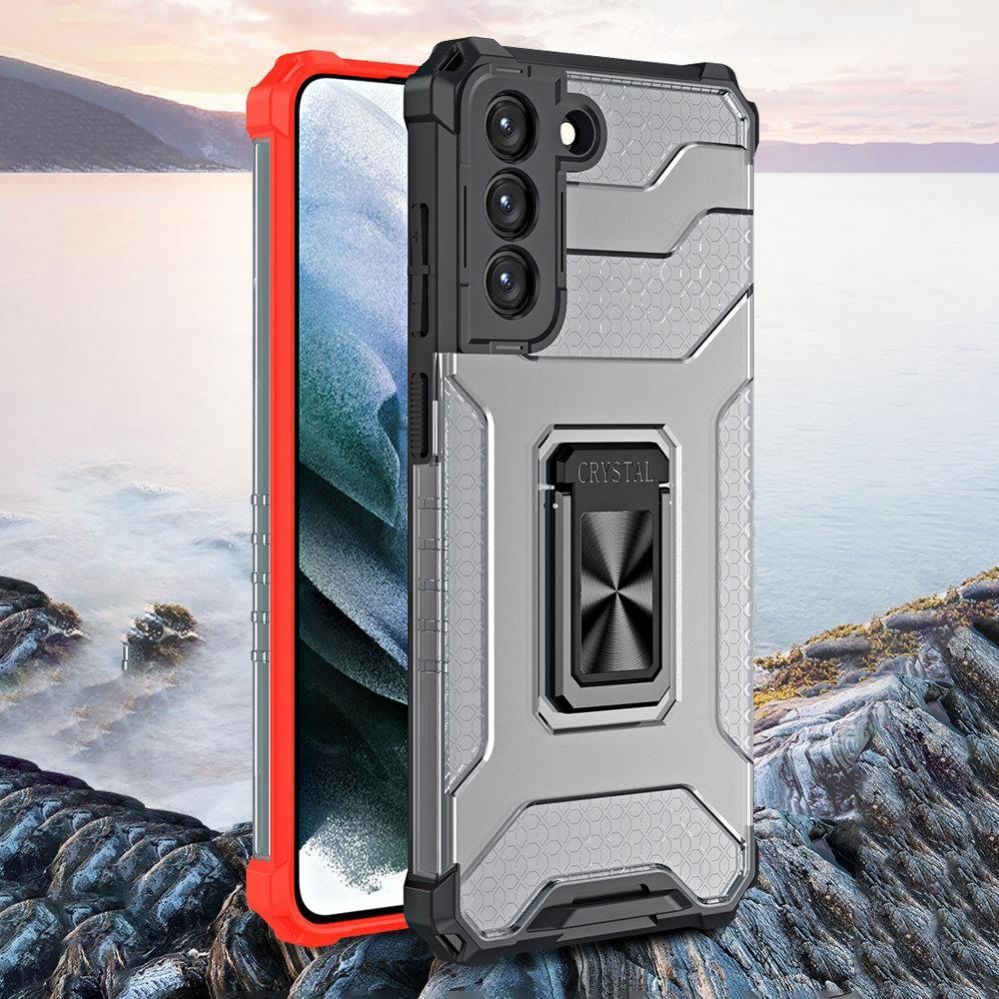 Aizmugurējais vāciņš Hurtel Crystal Ring Case tough hybrid cover + magnetic holder for Samsung Galaxy S22 + (S22 Plus) green