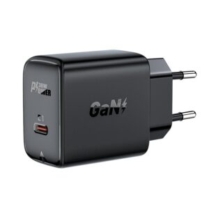 Adapteris Acefast  Acefast GaN USB Type-C 30W charger, PD, QC 3.0, AFC, FCP black (A21 black) 