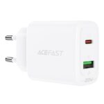Adaptrid Acefast  Acefast wall charger USB Type C / USB 20W, PPS, PD, QC 3.0, AFC, FCP white (A25 white) 