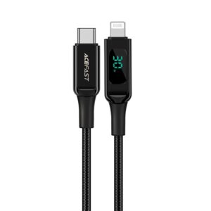 Cable Acefast  Acefast cable MFI USB Type C - Lightning 1.2m, 30W, 3A black (C6-01 Black) 