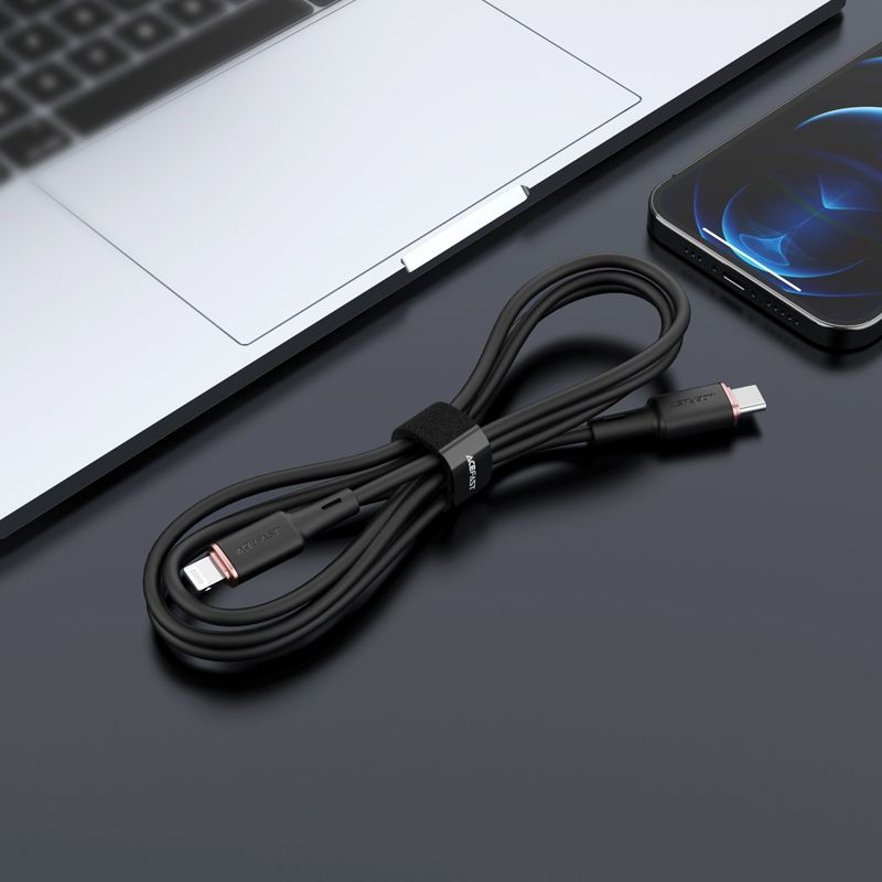 Cable Acefast Acefast cable MFI USB Type C - Lightning 1.2m, 30W, 3A black (C2-01 black)