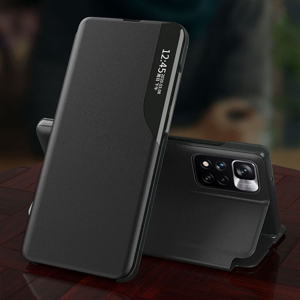 Tagakaaned Hurtel - Eco Leather View Case elegant case with flip cover and stand function Xiaomi Redmi Note 11 Pro+ 5G (China) / 11 Pro 5G (China) / Mi11i HyperCharge / Poco X4 NFC 5G black