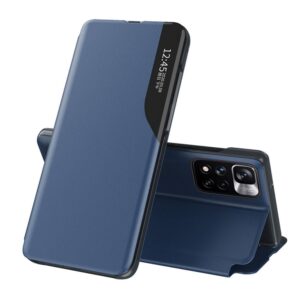 Aizmugurējais vāciņš Hurtel  Eco Leather View Case Elegant Flip Cover with Stand Function Poco M4 Pro 5G Blue 