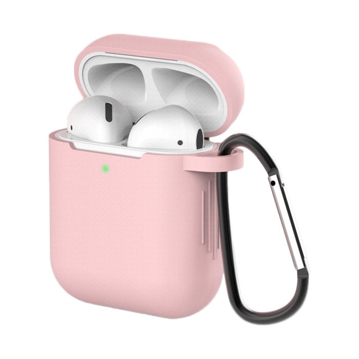 Tagakaaned Hurtel - Case for AirPods 2 / AirPods 1 silicone soft case for headphones + keychain carabiner pendant pink (case D)