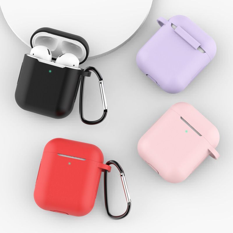 Tagakaaned Hurtel - Case for AirPods 2 / AirPods 1 silicone soft case for headphones + keychain carabiner pendant blue (case D)