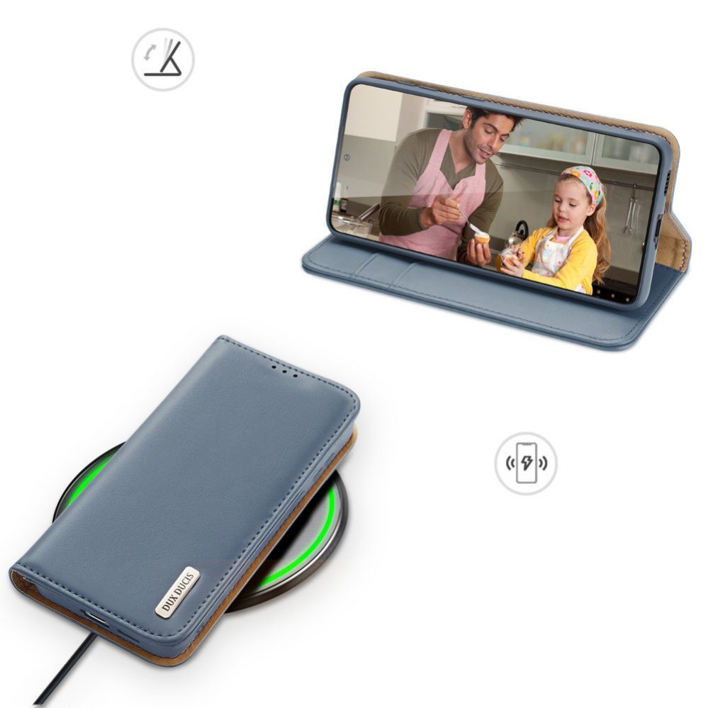 Back panel cover Dux Ducis Dux Ducis Hivo Leather Flip Cover Genuine Leather Wallet For Cards And Documents Samsung Galaxy S22 + (S22 Plus) Blue