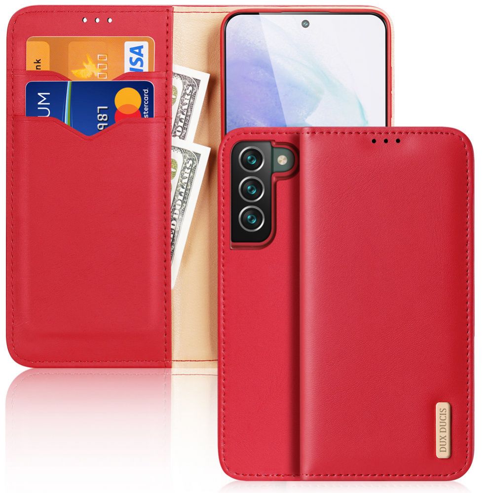 Back panel cover Dux Ducis Dux Ducis Hivo Leather Flip Cover Genuine Leather Wallet For Cards And Documents Samsung Galaxy S22 + (S22 Plus) Red