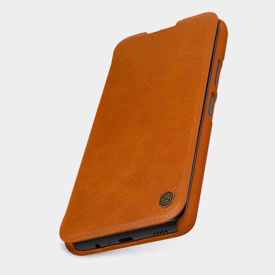 Tagakaaned Nillkin Nillkin Qin Case Case for Xiaomi Redmi Note 11T 5G / Note 11S 5G / Note 11 5G (China) / Poco M4 Pro 5G Camera Cover Holster Cover Flip Case Brown