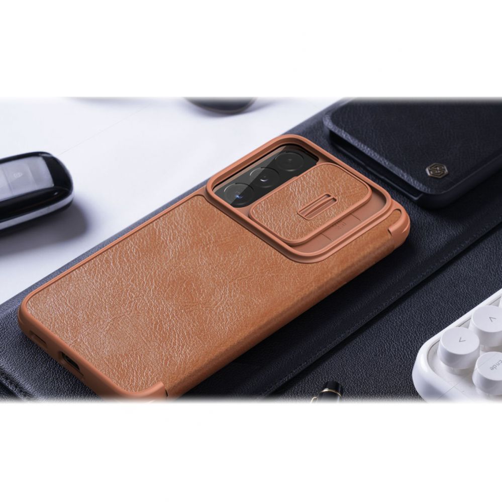 Back panel cover Nillkin Nillkin Qin Leather Pro Case Case for Samsung Galaxy S22+ (S22 Plus) Camera Protector Holster Cover Flip Case Black