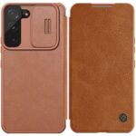 Nugarėlės dėklai Nillkin  Nillkin Qin Leather Pro Case Case for Samsung Galaxy S22+ (S22 Plus) Camera Protector Holster Cover Flip Case Brown