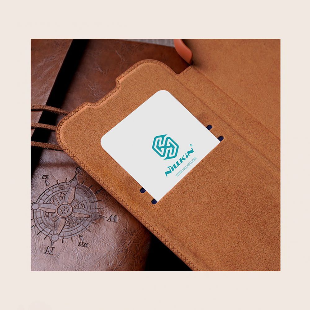 Back panel cover Nillkin Nillkin Qin Leather Pro Case Case for Samsung Galaxy S22+ (S22 Plus) Camera Protector Holster Cover Flip Case Brown